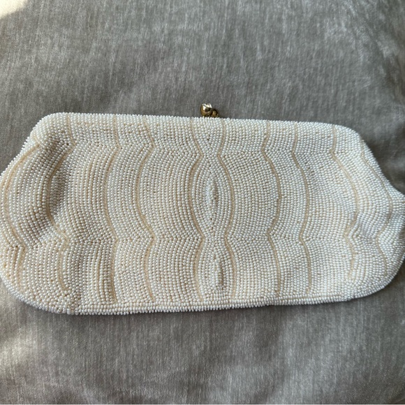 Vintage Satin Lined Seed Bead Evening Bag Clutch Purse AS IS - Picture 4 of 9